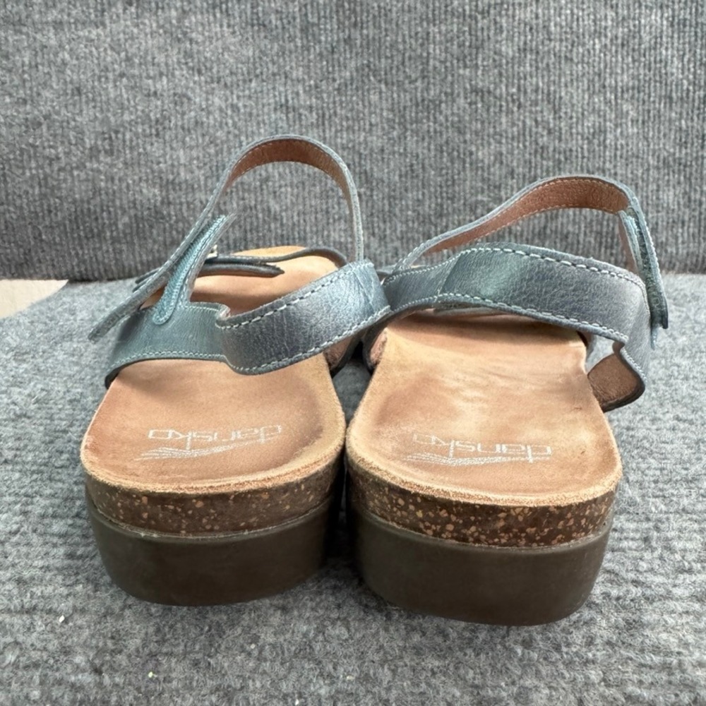 Dansko Rebekah Slate Blue Leather Buckle Ankle Strap Sandals Womens Size 38 - Picture 5 of 8